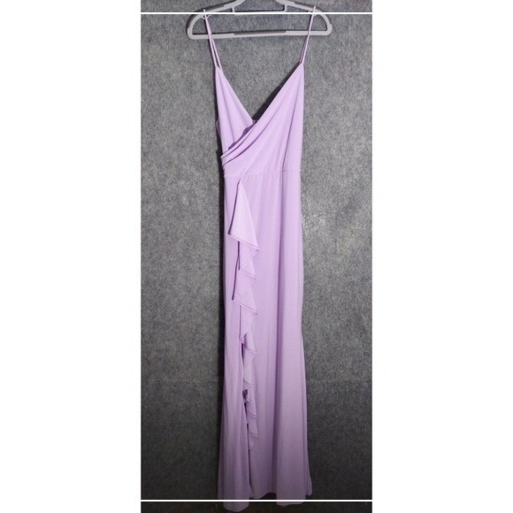 Fashion Nova‎ Dress L Gown Maxi Slit Wrap Tiered Ruffle Romantic Elegant Evening